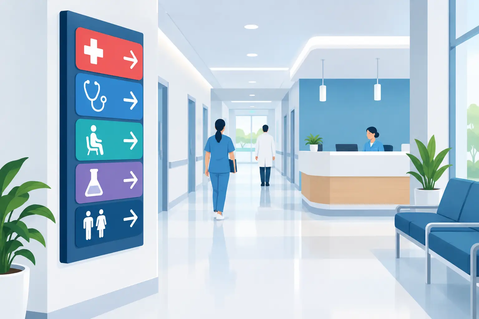 Sinalização para hospitais e clínicas com precisão